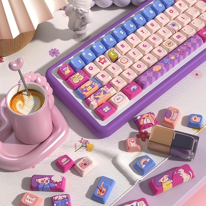daixiahu Weekend time Theme keycaps 158 Key PBT keycaps MDA Custom keycap Set is Suitable for 61/87/104/108 Cherry MX Switch and Other Mechanical Keyboards