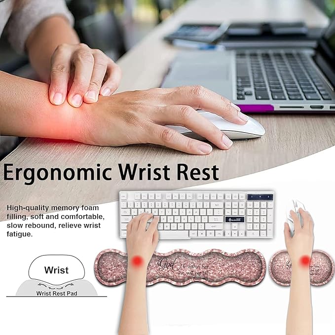 Large Gaming Mouse PadExtended Office Desk MatWaterproof Desk Writing Pad for Office/Home Ergonomic Mouse &ampKeyboard Wrist RestPsalm 46:5 Pattern Laptop Desk Pad Pink Mousepad Wrist Support