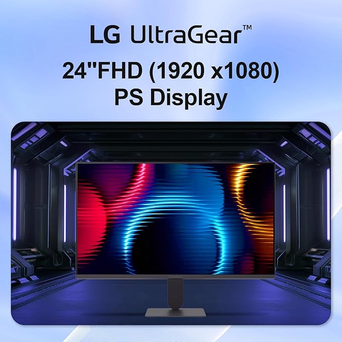 LG 24 Ultragear FHD Gaming Monitor IPS Display 144Hz Refresh Rate 1ms MBR HDR10 sRGB 99% Color Gamut NVIDIA G-SYNC Compatible AMD FreeSync HDMI DisplayPort Vase Mountable Tilt Black