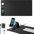 Mouse Pad with Magnetic Wireless Charging &amp Adjustable Phone Stand 31.5x15.8 Extended Desk Mat Waterproof Ultra-Smooth Keyboard Pad Non-Slip Base with 20W PD Adapter Black