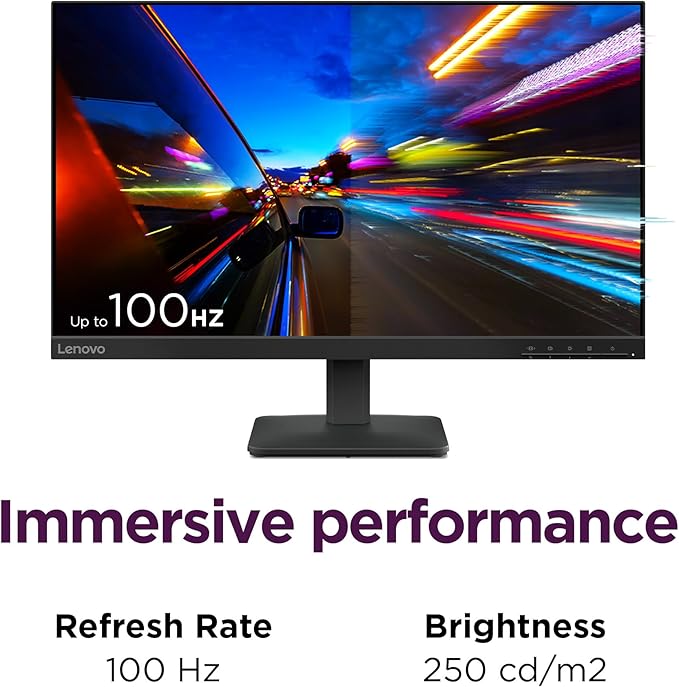 Lenovo L24-4e - Office Monitor - 23.8 FHD IPS Display - 100Hz Refresh Rate - 4 ms MPRT - 99% sRGB - Raven Black - Tilt Stand