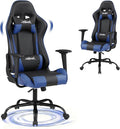 BLKMTY Gaming Chair Office Chairs High Back Computer Leather Desk Chair Racing Executive Ergonomic Adjustable Swivel Task Chairs with Headrest and Lumbar Support Blue