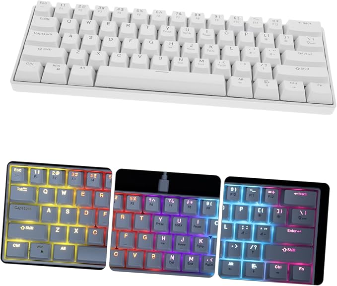 RGB Backlit Keys Mechanical Keyboard Wired Compact Design for Pc and Laptop Ergonomic White Gaming Keyboard Illuminated Keys for Enhanced Visibility