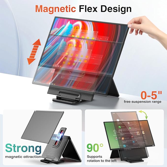 24 Large Portable Monitor 1080P FHD 100Hz IPS Monitor Height-Adjustable &amp Rotatable Screen(Horizontal/Vertical) Built-in Speakers Requires Wall Outlet Travel Monitor for Laptop / MacBook / P