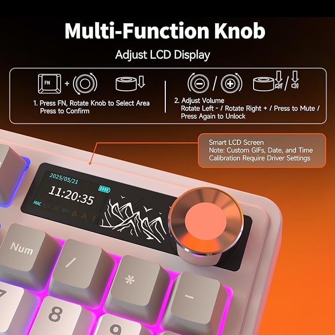 Ajazz AK980 V2 Wireless Mechanical Gaming KeyboardTri-Mode BT5.0/2.4GHz/USB-C 10000mAh Battery Hot Swappable RGB Backlit Computer Gaming Keyboards for PC/Tablet/PS/Xbox