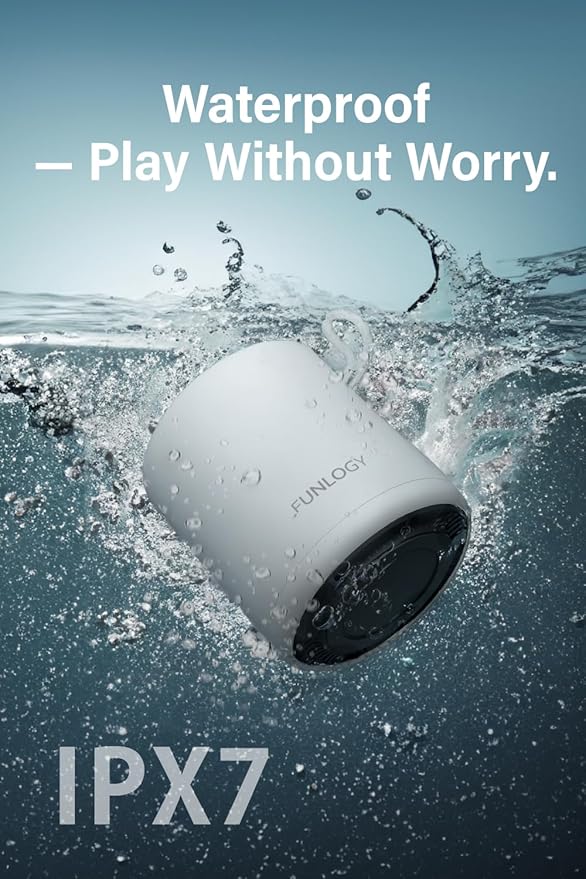 Portable Mini2 Bluetooth Speaker Wireless Portable Speaker with Deep Bass IPX7 Waterproof TWS Stereo Pairing Built-in Mic Small Speaker for Shower Outdoor Travel White