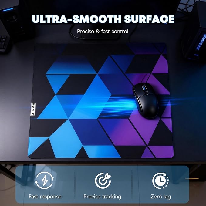 Glass Mousepad | Glass Gaming Mouse Pad | 17.7”x15.7” | for Gaming &amp Work | Ultra-Smooth Micro-Etched Surface | Dirt- and Scratch-Resistant | Tempered Glass with Anti-Slip Base