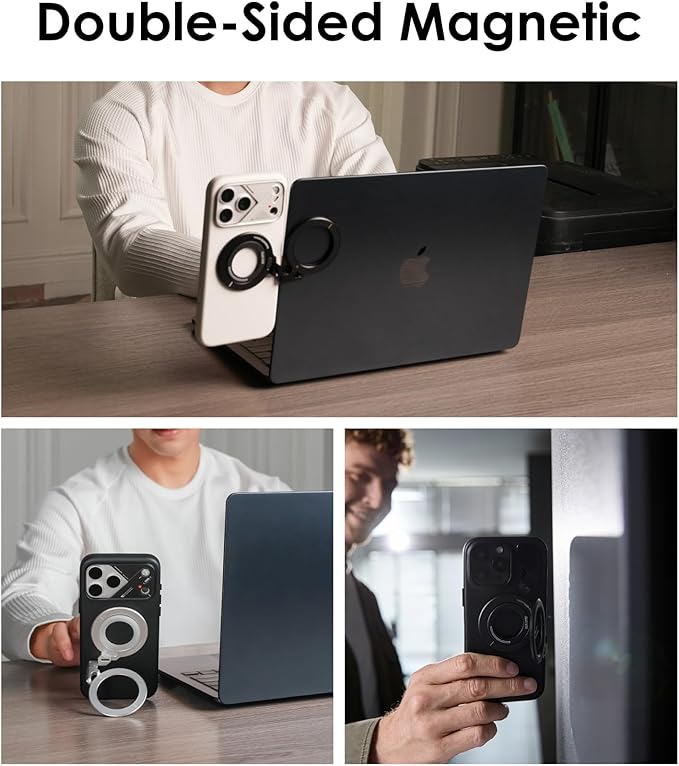 Aulumu G09 Magnetic Ring Grip | Omnidirectional Rotation | MagSafe Compatible | Aluminium Alloy Construction | Stable Dual-Sided Magnetic Attachment | Includes Handle Ring Phone Stand- Silver
