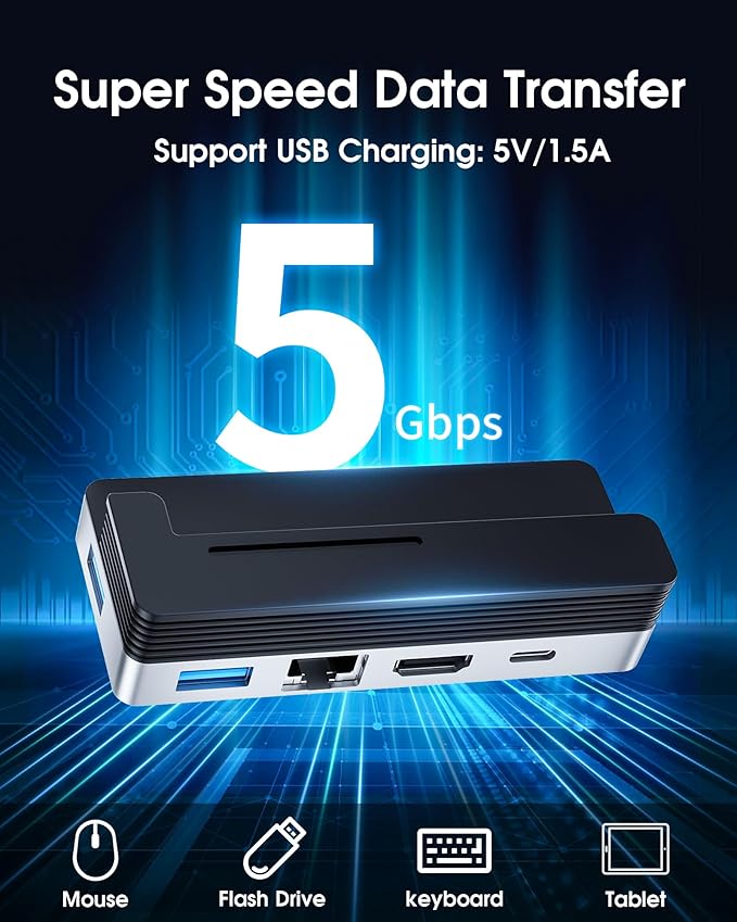 BYEASY Surface Pro 9 Docking Station 6-in-2 USB-C Hub with 4K@60Hz HDMI 100W PD Charging 1000M Ethernet LAN 2 USB 3.0 Ports and TF Card Reader - Designed for Surface Pro 9