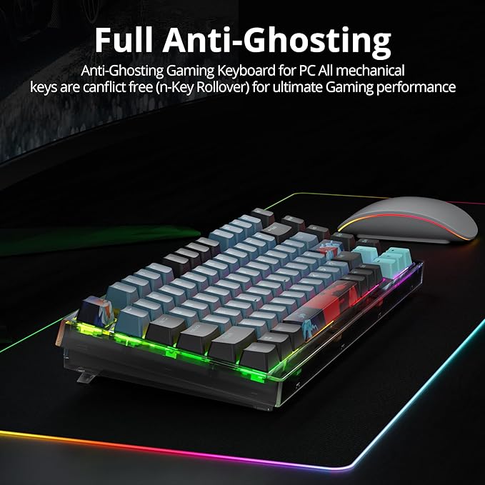 Guffercty kred 75% Percent Keyboard Gasket Mount Hot-swappable RGB Wired Mechanical Gaming Keyboard Programmable with Quiet Pre-lubed Switches for Mac/Win (75% Monster)