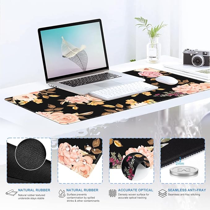 iCasso Desk Mat Gaming Mouse Pad Wrist Support Set4in1 XXL Large Mousepad + Keyboard Wrist Rest+Mouse Wrist Rest+Coaster Set with Ergonomic Design for Home Office Table Computer-Penoy