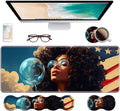 Ergonomic Keyboard Wrist Rest &amp Mouse Pad Wrist Rest Set Large XXL Gaming Desk Mat 31.5x 11.8 with Non-Slip Base Memory Foam Easy Typing Pain Relief for Home &amp Office African American Gi