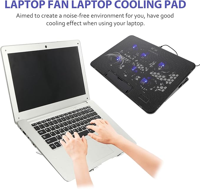 Artibetter Laptop Cooling Pad 15.6 Inch Silent Laptop Cooler Stand with 1 Fan USB Powered Cooling Base for Gaming Black