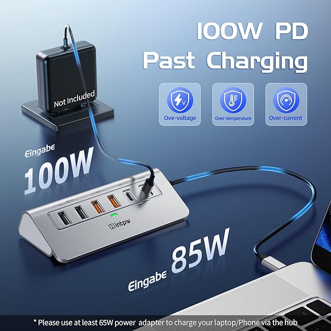 P9R PRO USB C Hub Ethernet 10Gbps USB C Docking Station 10-in-1 with Type-C &amp 2 Type-A 3.2 Data LAN 4K@60Hz 2 USB A 2.0 PD 100W SD/TF Ports 3.28FT Powered USB Hub for PC iPhone 17 Mac