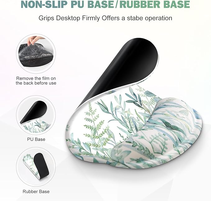 ToLuLu Desk Mat XXL Large Mouse Pad Wrist Support Set4 in1 Gaming Mousepad Desk Pad+ Ergonomic Mouse Pad with Wrist Rest + Keyboard Wrist Rest+Coaster for Home Office Computer Table Green Grass