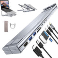 8-in-1 USB C Laptop Docking Station Stand USB C Dock Tablet Stand with 4k HDMI 2 USB 3.0 Pd 100w Universal Dock Station for Offices Desks Cafes Plug and Play (1Pcs)