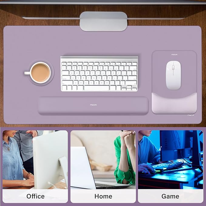 MOSISO Keyboard Mouse Pad Set Large Gaming Mouse Pad&ampRectangular Keyboard Wrist Rest&ampMousepad with Wrist Rest&ampCoaster Ergonomic Non-Slip&ampEasy Typing Pad with Curved Silicone Lining