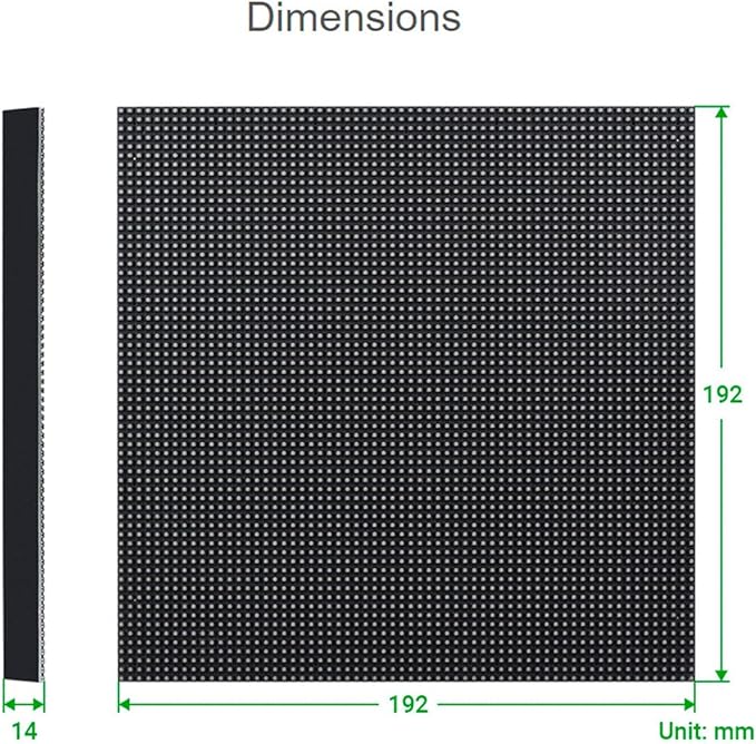 waveshare 64x64 4096 Pixels RGB Full-Color LED Matrix Panel 3mm Pitch Displaying Text/Colorful Image/Animation Adjustable Brightness Chainable DesignCompatible with Arduino/Raspberry Pi