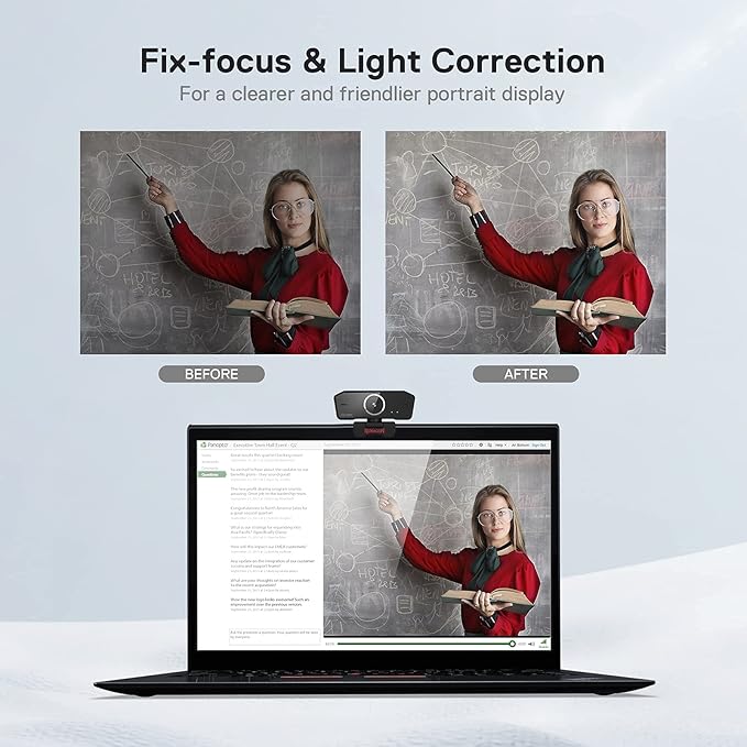 Redragon GW800 1080P PC Webcam with Built-in Dual Microphone 360° Rotation - 2.0 USB Computer Web Camera - 30 FPS for Online Courses Video Conferencing and Streaming