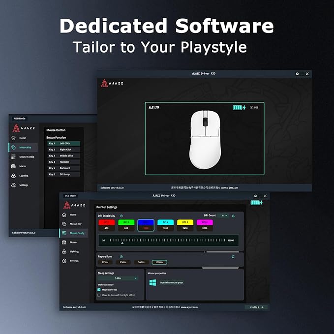 AJ159P MC Wireless Gaming Mouse 12000 DPI Tri-Mode 2.4G/Bluetooth/Wired Magnetic RGB Charging Dock 56g Ultra-Light Programmable 6 Buttons - Perfect for Gaming Work &amp Travel (White)