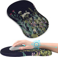 AIMSA Upgraded Wrist Rest Support Mouse Pad Ergonomic Mousepad Massage Memory Foam Design Pain Relief Comfortable Wrist Cushion Mat Non-Slip PU Base for Home Office Flowers Plants