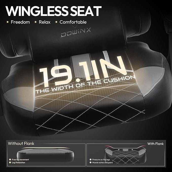 Dowinx Gaming Chair with Pocket Spring Cushion High Back Ergonomic Computer Chair PU Leather 350 LBS Black and Purple