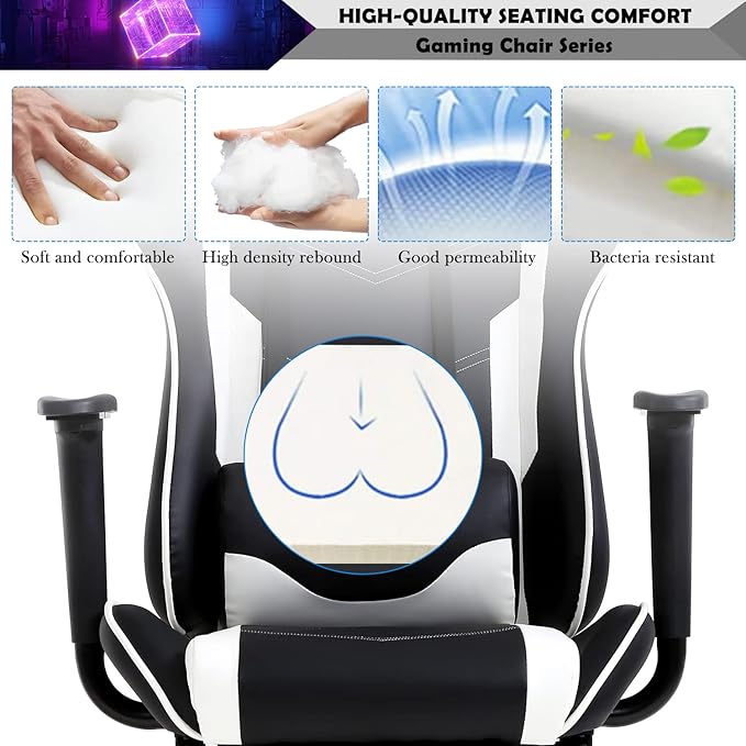 Gaming Chair for Adults with Footrest Racing Chair PC Chair Silla Gamer Chair Racing Gaming Chair Cheap Recliner Game Chair with Headrest Lumbar Support Adjustable Armrest for Kids 8-12