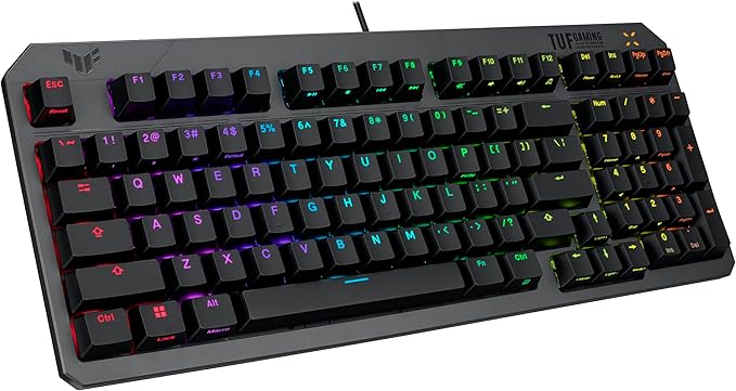 ASUS TUF Gaming K3 Gen II Wired USB Gaming Keyboard – 97-Key Compact Layout Optical-Mechanical Blue (Clicky) Switches PBT Keycaps Detachable Top Plate IP57 Waterproofing PC/Mac Support - Black