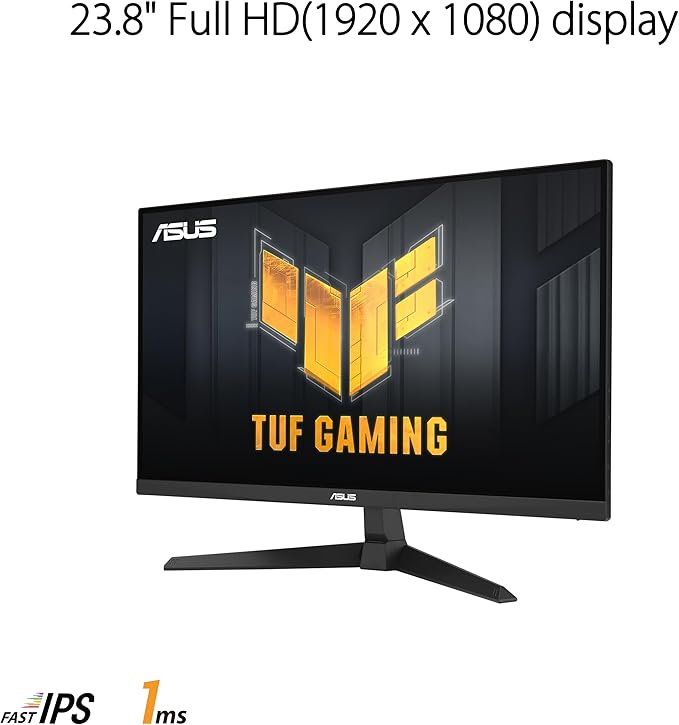 ASUS TUF Gaming 24” (23.8 inch viewable) 1080P Monitor (VG249Q3A) - Full HD 180Hz 1ms Fast IPS Extreme Low Motion Blur FreeSync Premium Speakers DisplayPort HDMI Variable Overdrive 99% sRGB