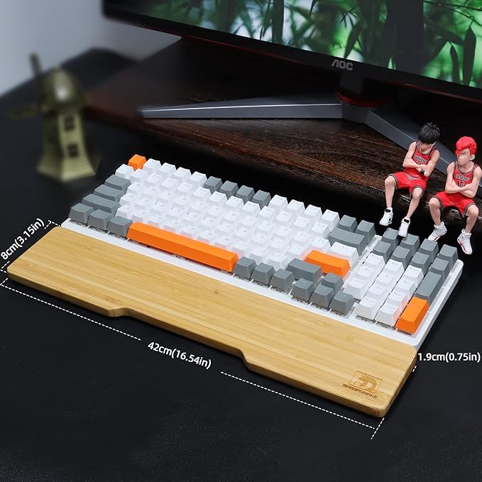 Bamboo Wrist Rest for Computer Keyboard Ergonomic Mechanical Keyboard Wrist Pad Hard Wrist Rest for Easy Typing Pain Relief Anti-Slip Keyboard Rest for Laptop/PC Gaming/Mac (Full Size)