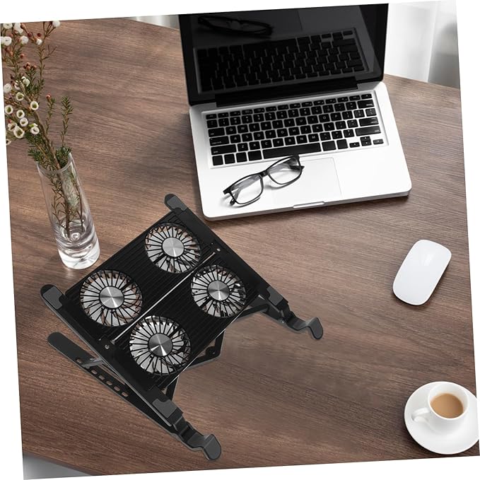 Uonlytech 1Set Adjustable Laptop Cooling Stand with Skid Design USB Interface Ergonomic Angle for All Laptops Ultrabook Gaming Versatile Notebook Cooler Pad for Extended Use