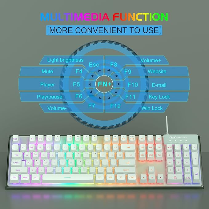 Gaming Keyboard and Mouse Combo K1 RGB LED Backlit Keyboard with 104 Key Computer PC Gaming Keyboard for PC/Laptop (Green)