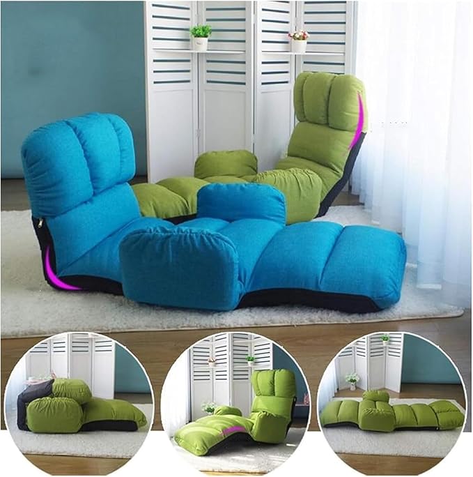 ELEFOCUS Folding Sofa Chair Multifunction Armchair 5-Speed Adjustment Washable Bedroom Living Room Lounge Chair(Blue)