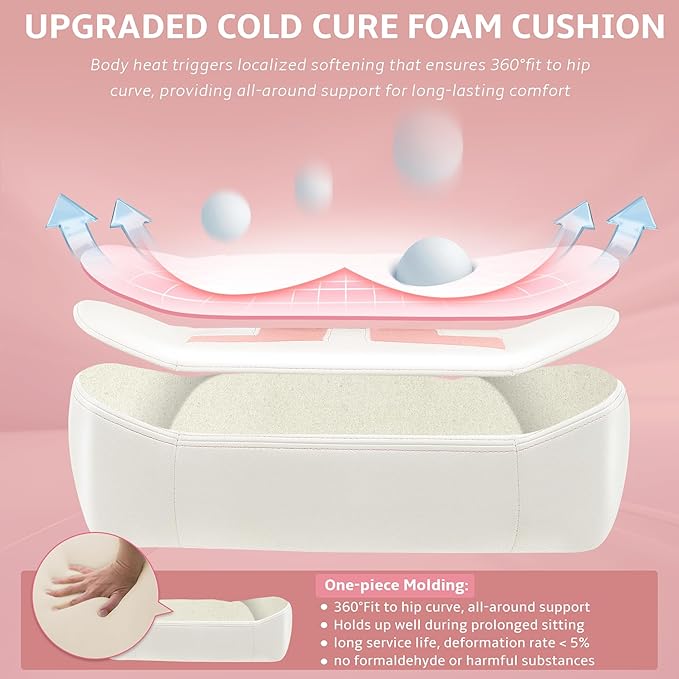 Ergonomic Gaming Chair Computer Desk Chairs 4D Armrests High Back Office Chair with Headrest &amp Lumbar Pillow Tilt Rocker Recliner Heavy-Duty Base White PU Leather &amp Pink Suede Comb