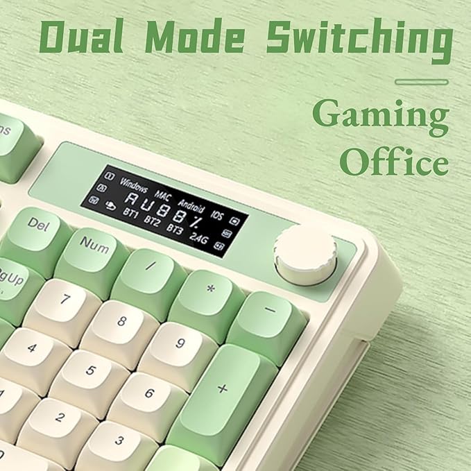 AULA S99 Pro Wireless Keyboard Gaming Keyboards Media Knob Custom RGB Backlit 3-Modes BT/2.4G/USB-C Membrane Cute Creamy Keyboard for Windows/MAC/PC Gamer - Blue White