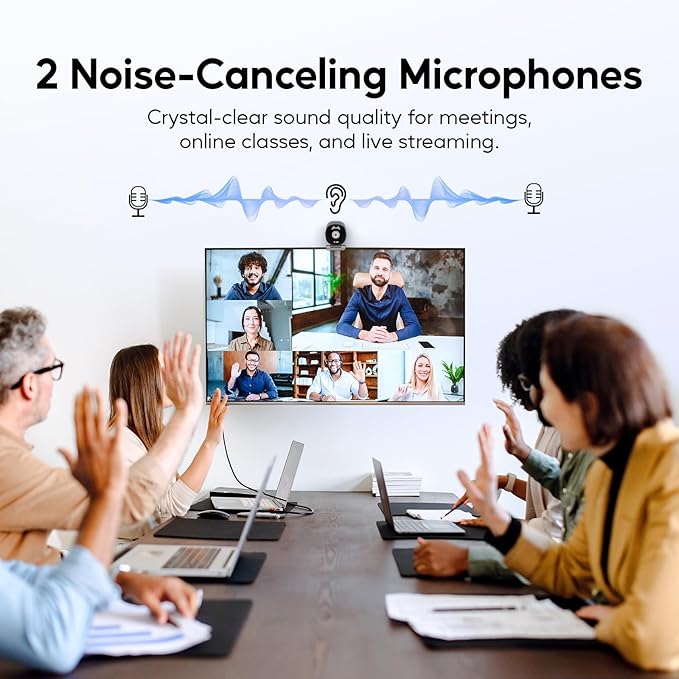 4K Webcam for PC and Laptop - Ultra 4K HD Autofocus Dual Noise-Cancelling Mics Privacy Cover USB Plug &amp Play Wide-Angle Streaming Camera for Zoom Teams Online Classes and Gaming