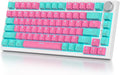 82 Keys Wireless Gaming Keyboard 75 PercentTriple Mode Bluetooth/2.4Ghz/USB Pre-lubed Hot Swappable Mechanical Pink Keyboard w/Knob&ampSound-Absorbing Pads4000mAh Battery for Mac/Win(Miami)