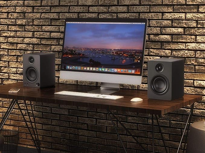 Monoprice DT-5BT 60-Watt Multimedia Desktop Powered Speakers - Class AB Bluetooth 5.0 5.25 Inch Woofer 0.75 Inch Tweeter For Home Office Gaming or Entertainment Setup