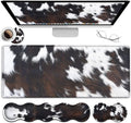 JVGFYNKL Gaming Mouse Pad XXL Large Desk Cute Black Cowhide Extended Mousepad Ergonomic Memory Foam Keyboard Wrist Rest Stitched Edges Desk Pad(31.5x11.8 in) Extended Large Mousepads Wrist Rest Set