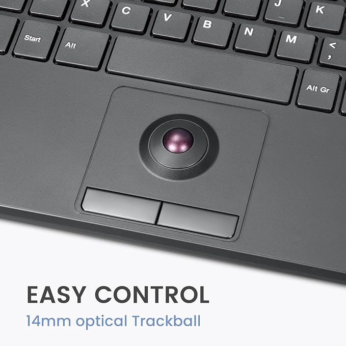 Perixx PERIBOARD-538 US Wired Compact USB Keyboard with Trackball - X Type Scissor Keys - 15.63x7.8x1.46 Inches (397x198x37mm) - Build-in 2 USB Hubs - Black