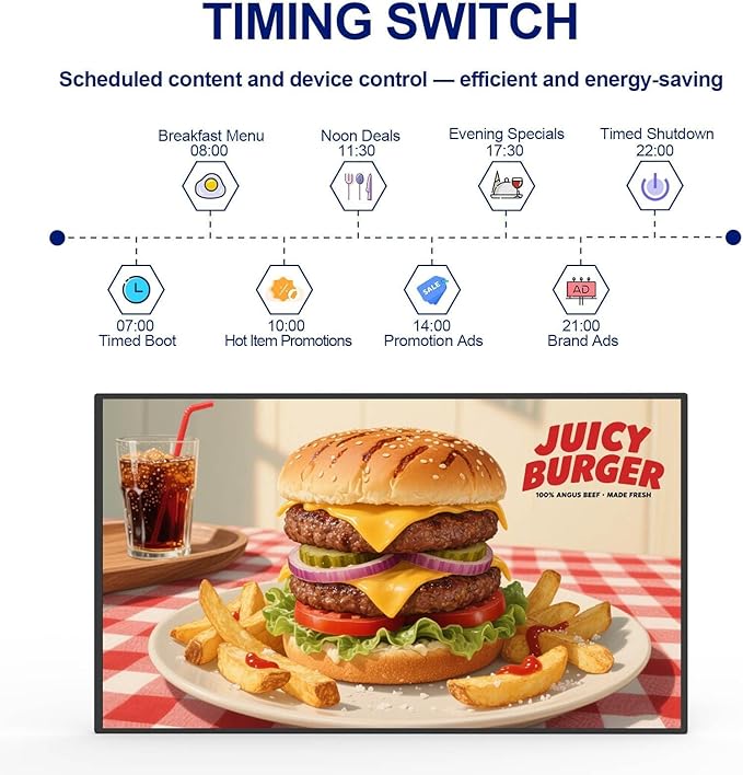 43inch Wall Mount Digital Signage 1000nits High Brightness Advertising Display Slim Fit Frameless Digital Kiosk CMS/Plug &amp Play Auto Play 7/24 Timer Switch Smart Split Screen Play Android OS