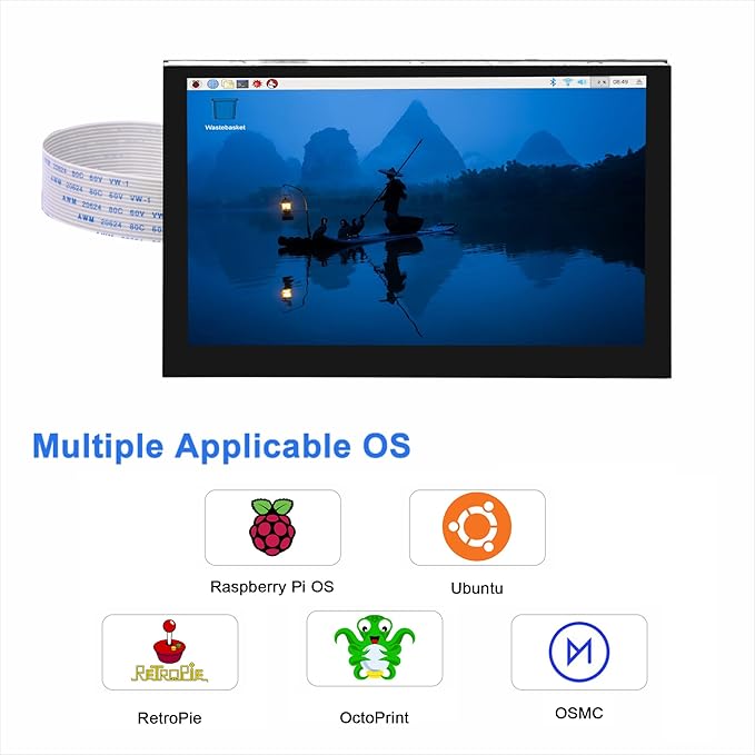 OSOYOO 5 inch Touch Screen RPi5 Monitor DSI IPS LCD 800×480 Display for Raspberry Pi 5 4B 3B+ 3A+ 3B 2B - Wide Viewing Angle Capacitive Touchscreen No Need Driver