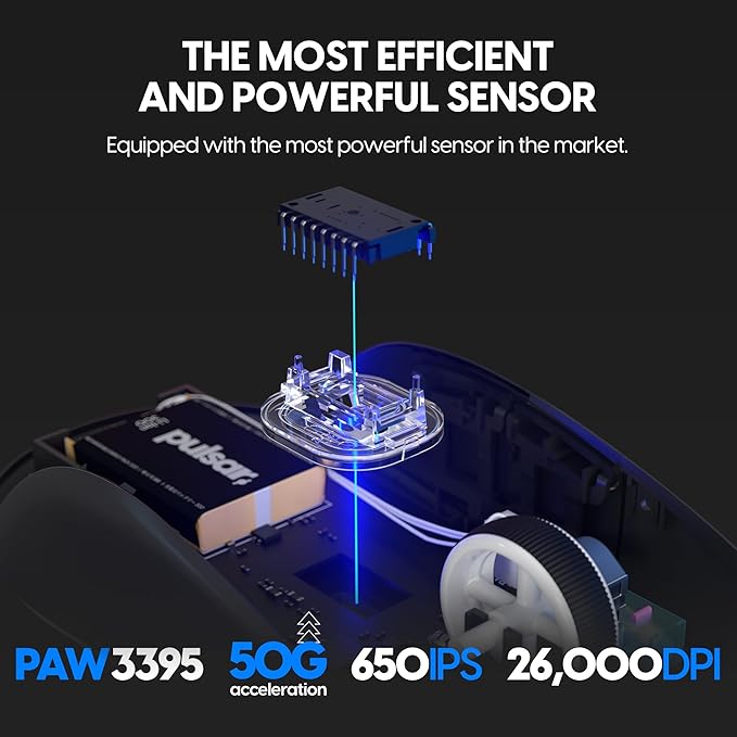 Pulsar Gaming Gears X2 Mini Premium Black Wireless Gaming Mouse Superior Grip Ultra Lightweight 1.83oz (52g) Symmetrical 2.4Ghz 1ms 26000 DPI PAW3395 (Mini Wireless Premium Black) (Renewed)