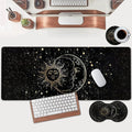 Large Mouse Pad Extended Office Desk Pad 31.5x11.8in Ergonomic Memory Foam Mouse Wrist Rest Support for Home Office Computer Writing Pad Cute Funy Sun Moon Star Pattern XXL Black Gaming Mouse Mat