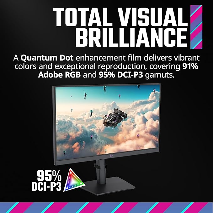 Cooler Master GM2711S 27” WQHD 2560 x 1440 Ultra-Speed IPS Gaming Monitor | Up to 180Hz | Up to 0.5ms | Adaptive Sync AMD|Nvidia | HDR Support | DP1.4 * 1 | HDMI2.0 * 2