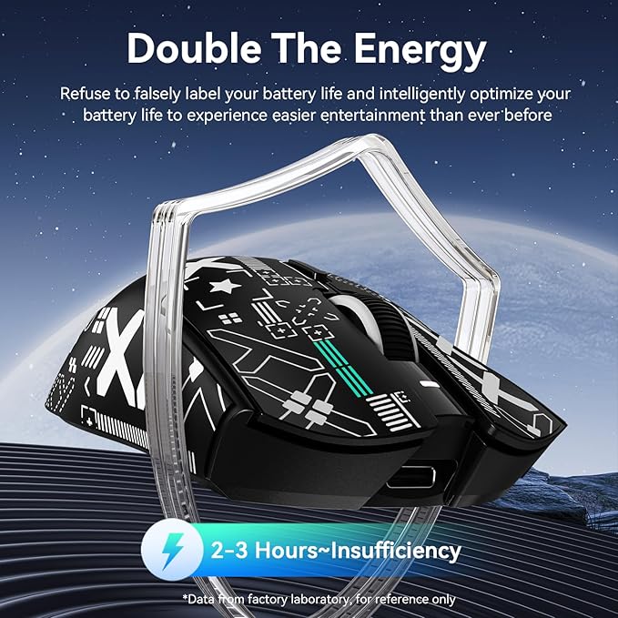 X1 Superlight Wireless Gaming Mouse with RGB Magnetic Charging Dock BT/2.4G Wireless/Wired Gaming Mouse PAW3395PRO Gaming Sensor 40000DPI Tape 53g Office Mice for PC/Mac/Win/Xbox (Black)