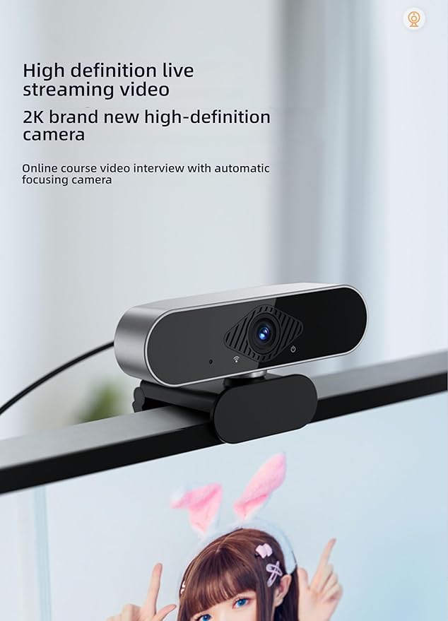 HD Webcam 1080P/2K/4K USB with Multiple Mounting Options for Desktop Laptop Gaming - Plug and Play Facial Recognition Video Conferencing
