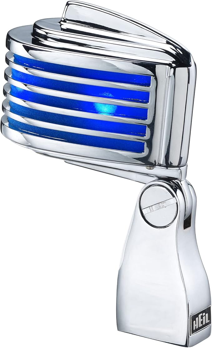 Heil The Fin Dynamic Microphone for Live Sound Applications and Video Podcasting XLR Microphone with Vintage Appeal Wide Frequency Response and Superior Rear Noise Rejection - Chrome/Blue