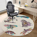 Purple Green PU Leather Gaming Chair Mat Under Computer Desk Watercolor Butterfly Romantic Round Office Chair Mats Home Rolling Gaming Chair Mat Magical Naturey Diameter 39.4 in