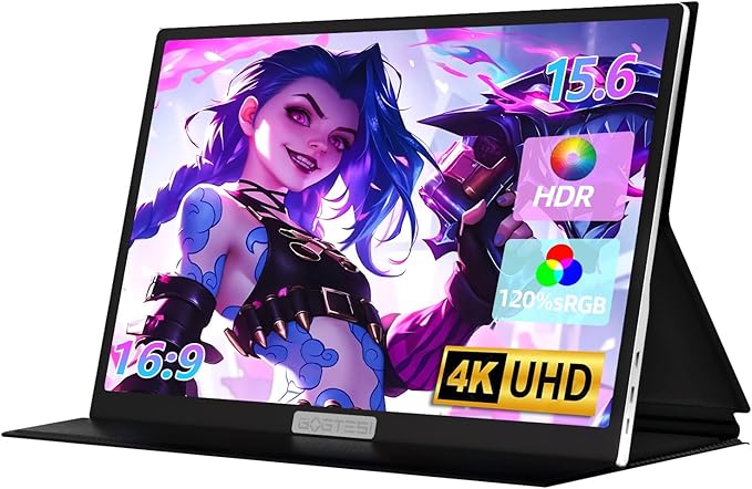 15.6 Inch 4K UHD Portable Gaming Monitor 120% sRGB Lightweight Metal Touchscreen with Type-C Mini HDMI Travel Monitor for Laptop PC Mac PS4/5 Switch